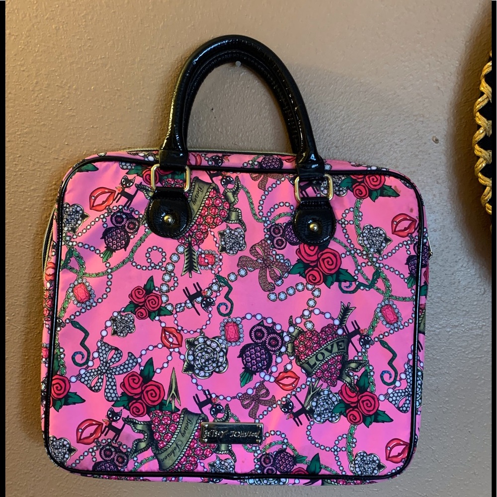 Betsy Johnson Roses, Black Cats & Bling Laptop Bag